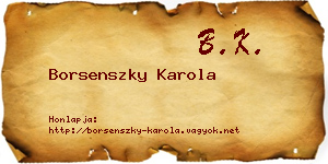 Borsenszky Karola névjegykártya